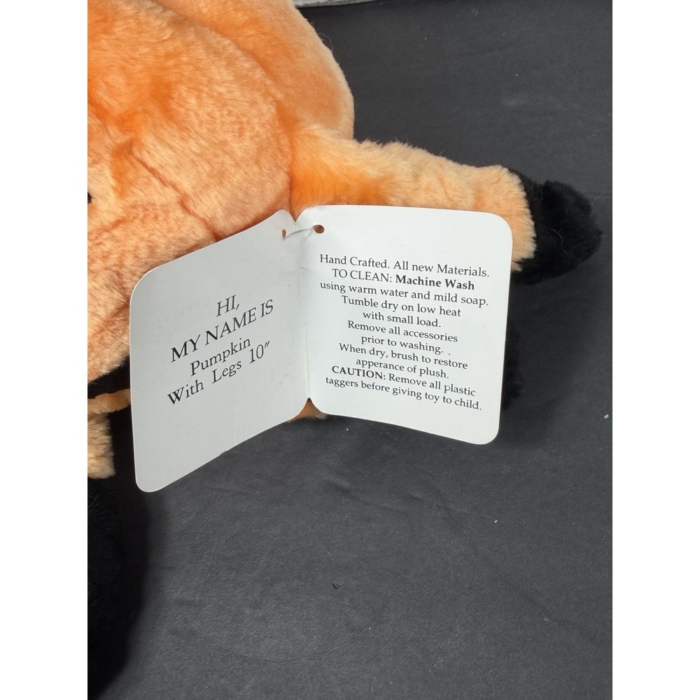 Vintage 1995 Plush Pumpkin Jack-o-Lantern Halloween New NWT Toy Happiness Always - Picture 5 of 6